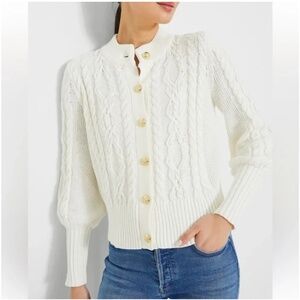 TUCKERNUCK Ivory Cotton Colette Cardigan. NWT L